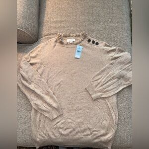 LOFT Tan Speckled Knit Sweater - Petite!